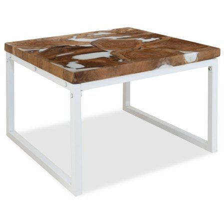 vidaXL Soffbord teak och harts 60x60x40 cm