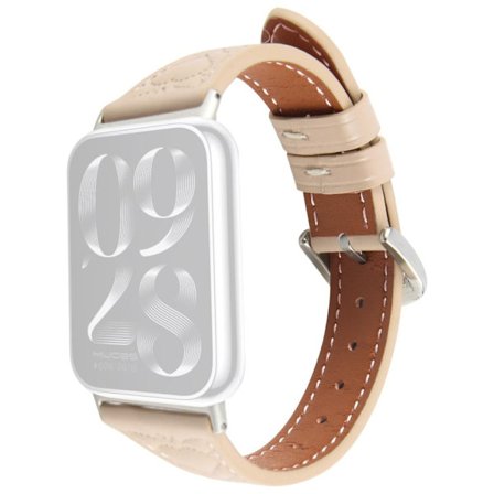 Urrem Xiaomi Redmi Watch 5 / Watch 4 / Smart Band 9 Pro / 8 Pro Heart Pattern Embossed Okseskind Leather Strap - Aprikos