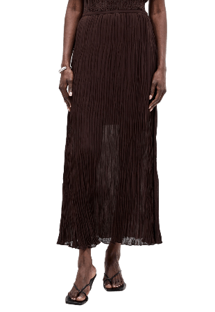 French Connection Saylor Pleated Overlay Skirt Kjolar Dam Brun S