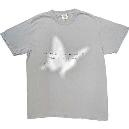 Post Malone Unisex Adult Twelve Carat Butterfly T-Shirt S Grå