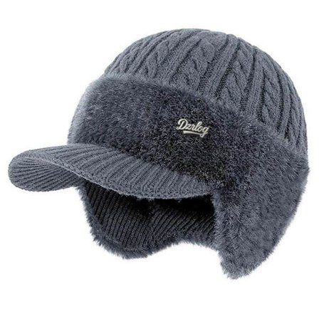 Varm strikket vinterhue til mænd og kvinder - Fleeceforet beanie med øreklapper, tyk termisk hue til mor, far og ældre gaver