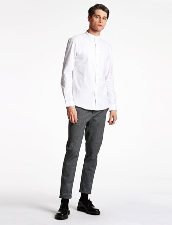 Lindbergh Yarn Dyed Oxford Superflex Shirt - White - S