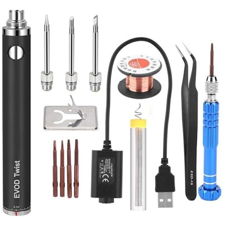 5V 15W USB-ladattava juotoskolvi - Musta