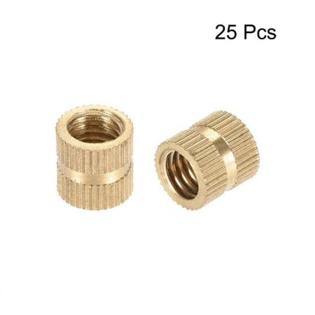 25 stk. riflede indsatsmøtrikker M8 gevindindsatser M8X10MMX10MM M8x10mmx10mm
