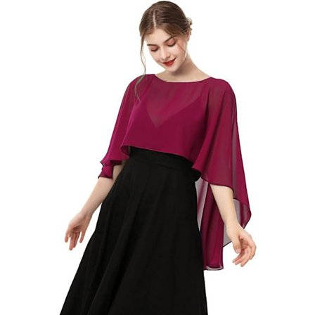 Kvinnors Capelet, Chiffong Cape, Sjal och Wraps för Aftonklänning Bröllopsklänningar