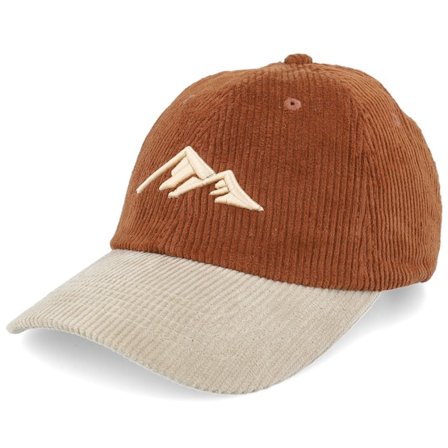 Wild Spirit - 3d Mountain Logo Corduroy Brown/Khaki Dad Cap Unconstructed Brown Cap - @ Hatstore