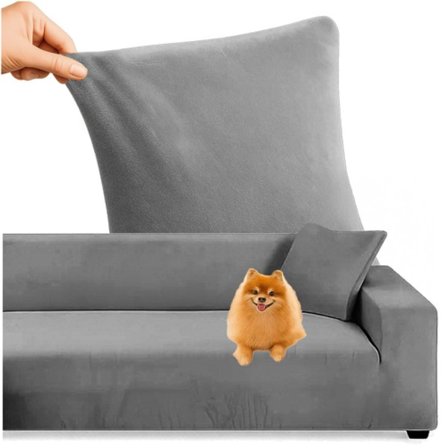 Soffatrekk i fløyel / Trekk til sofa - 145-185cm Mørkegrå