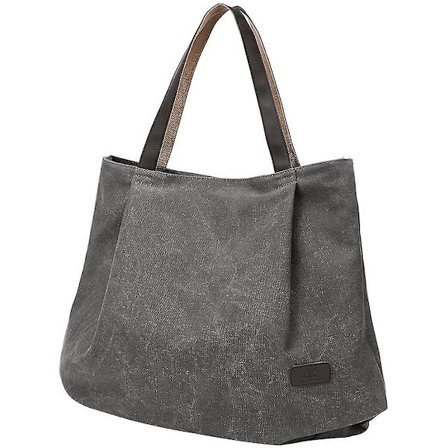 Dametasker Vintage Canvas Shopper Skuldertaske Håndtaske Spandtaske Fritidstaske (Mælkehvid)