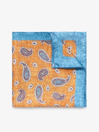 John Henric Men's Terrakottafarbenes Einstecktuch Paisley Size Onesize