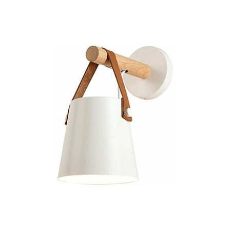 E27 Modern vägglampa i metall, smidesjärn och trä, kreativ nordisk belysning, hängande lampa (vit)