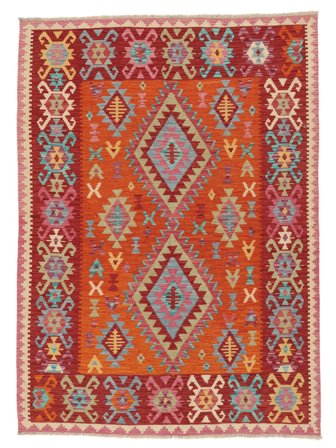 Tejida A Mano Kilim Afghan Old Style Alfombra 150X209 De Lana Rojo Oscuro/Marrón Pequeño