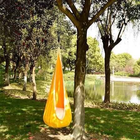 1 stk. kraftig hengende hengekøye stol med oppblåsbar pute og lomme - 80 kg kapasitet, 2-lags design