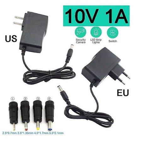 AC 110V-240V DC 10V 1A Strømforsyning Lader 5.5*2.1mm Adapter Konverter 4.0*1.7mm 3.5*1.35mm 2.5*0.7mm DC Plugg