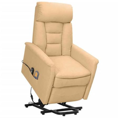 Vidaxl Massagefåtölj Med Uppresningshjälp Gräddvit Mikrofibertyg Kräm