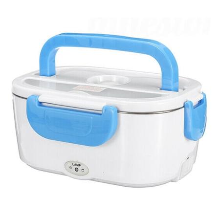 Bärbar Eluppvärmd Lunchlåda Resor Mat Varmare Bil Rostfritt Stål Liner Lunchlåda Blue