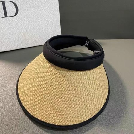 Dame Sommer Visir Hat Solhat Bred Stor Skygge Strandhat Khaki