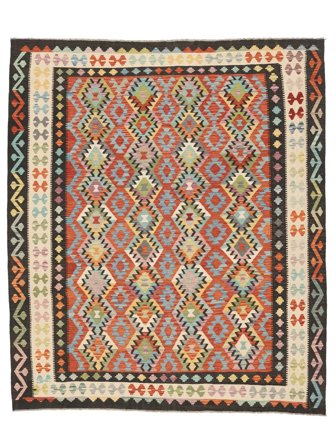 Tecidos À Mão Kilim Afegão Old Style Tapete 253X295 Lã Preto/Bege Grande