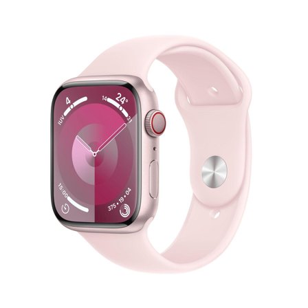 Apple Watch Series 9 (GPS + Cellular) - pink aluminum - smartklokke med sportsbånd - light pink - 64 GB