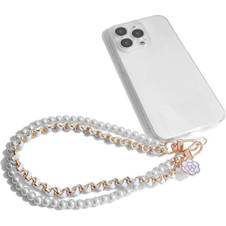 Telefon Charm Anti-Mist Telefonarmbånd Perlebesatt Telefonkjede Doble Kjeder Håndleddsstropper for Nøkkelring Telefon Lommebok Kamera
