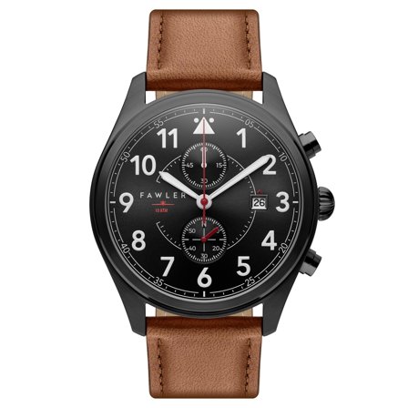 Fraser | Montre chronographe de pilote noir et marron pour hommes