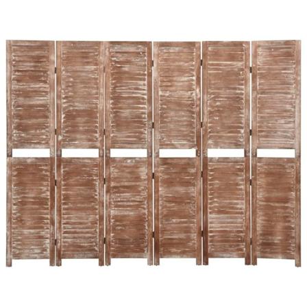 Vidaxl Rumsavdelare 6 Paneler Brun 210x165 Cm Massivt Paulowniat Brun