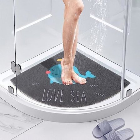 Loofah Hörnduschmatta, Halkfri Anti-Mögel Badmatta 60 x 60 cm Duschmatta för Inomhus Utomhus Dusch Tvättbar Områdesmatta för Badrumsgolv