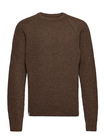 Viaborg Knit Strikkegenser M. Rund Krage Brun Makia