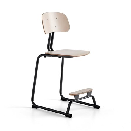 Classroom chair YNGVE, skid base, anthracite, birch, H 610 mm