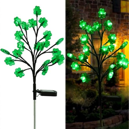 St Patricks Day Dekorationer Solcellslampor Utomhus, Vattentäta Marklampor, Lyckobringande Gröna St Patricks Day Dekor Shamrock Lampor för Gård 