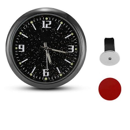Sort Bilur Analog Vækkeur Rund Skærm Bil RV Lastbil Interiør Instrumentbræt Elektronisk Quartz Ur Bil Gadget (Sort-1)