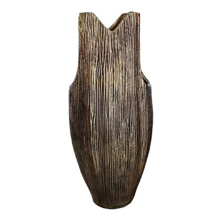 Antik aluminiumsvase i guld, 20x14x46 cm