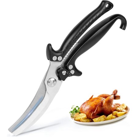 Køkkensaks Kraftige Køkkensakse, Skarpe Madlavningssakser Rustfrit Stål Sakse, Fjederbelastede Opvaskemaskine Sikre Sorte Sakse til Kød, Kylling