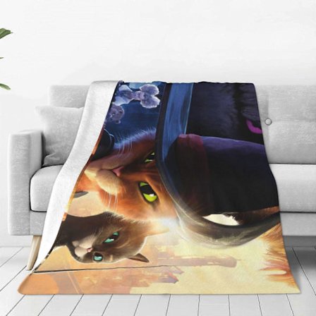 Sko Kat Illustration Design High-Definition Digital Print Flanel Tæppe Moderne Stil Flanel Tæppe, Egnet Kompatibel med So-LAMGD339