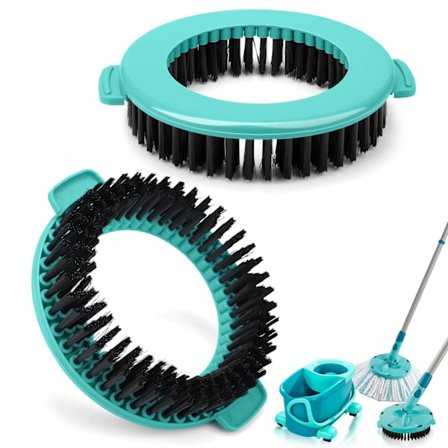 2 stk. Leifheit moppehode erstatningsklut stiv børste rengjøringsbørste roterende moppehode