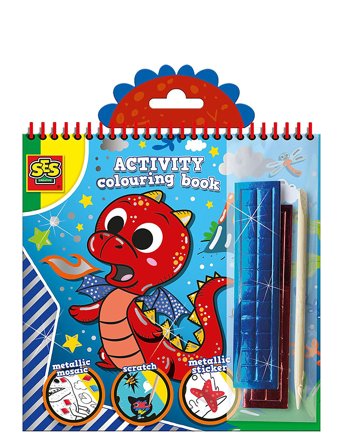 Activity Colouring Book Metallic 3 In 1 Blue SES Creative
