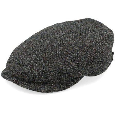 Stetson - Grå flatcap Keps - Driver Cap Herringbone Harris Tweed Flat Cap @ Hatstore