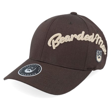 Bearded Man - Brun flexfit Kasket - Side Arch 3d Logo Wooly Combed Brown Flexfit @ Hatstore