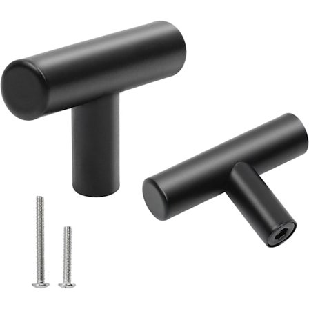 Sett med 20 kjøkkenskaphåndtak, skuffeknapp skapdør svart