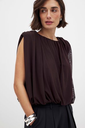 NA-KD Topp i mesh med skarpa axlar - Festtoppar - Brun - XS (EU 32)