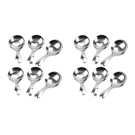 12 stk rustfrie stålskjeer med kort håndtak - Mini saltskjeer, krydderskjeer, dessertskjeer, teskjeer