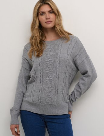 Cream Crdela Knit Pullover - Grey - XS