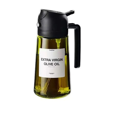 INF Förtjockad Oljesprayflaska i Glas - 2-i-1 Spray & Häll, Ljustålig Oljebehållare