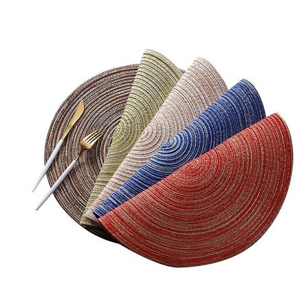 Runde Flettede Dækkeservietter Sæt Med 5 Vaskbare