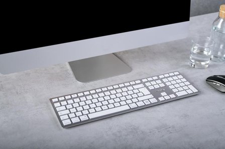 Cherry KW 9100 SLIM - tastatur - QWERTZ - Tysk - hvit, sølv Inn-enhet