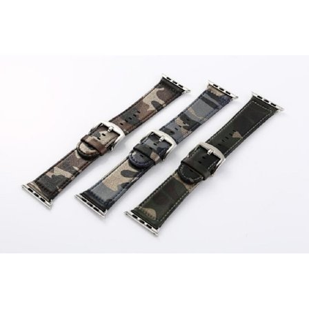 Kamouflage stil läderrem klockarmband för Apple Watch 42/44mm