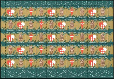 Danmark - julmärkeark 1956 - Takket - Ufoldet