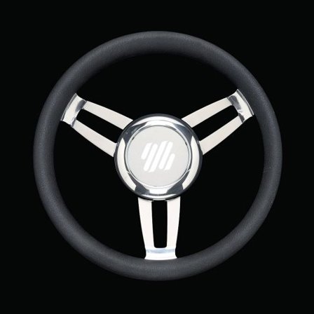 Volant de bateau à moteur Vero Volante Itailiano, acier inoxydable avec cuir PU/imitation cuir, Ø350 mm, avec moyeu, convient à un axe de volant de 3/