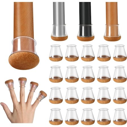 20 kpl pyöreitä silikonisia tuolin jalan suojuksia, läpinäkyvä suojus, tuolin jalat huopatassuilla, lattiasuojat, halkaisija 23-33mm[qb]