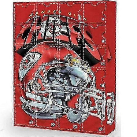 Julkalender med Kansas City Chiefs-tema med överraskningslådor