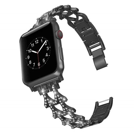 Apple Watch Series 5 40 mm klockarmband i rostfritt stål med strass - Svart